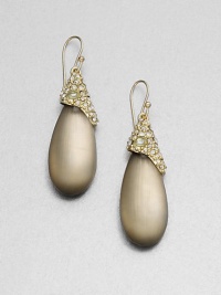 From the Lucite Modular Collection. Sensuously smooth teardrops of hand-painted, hand-sculpted Lucite hang temptingly from jeweled golden caps set with Swarovski crystals sapphire-colored glass.Crystal and glassLuciteGoldtoneLength, about 2.1Ear wireMade in USA From the Lucite Modular Collection. Sensuously smooth teardrops of hand-painted, hand-sculpted Lucite hang temptingly from jeweled golden caps set with Swarovski crystals sapphire-colored glass.Crystal and glassLuciteGoldtoneLength, about 2.1Ear wireMade in USA