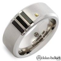 DOLAN BULLOCK Men's 18K Gold Inlay & Stainless Steel and Titanium Ring, SIZE10 DOLAN BULLOCK Men's 18K Gold Inlay & Stainless Steel and Titanium Ring, SIZE10