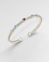 From the Renaissance Collection. An artistic style with faceted amethyst and smooth turquoise set on a sterling silver cable design accented in radiant 18k gold. Sterling silver18 goldAmethyst and turquoiseDiameter, about 2.5Slip-on styleImported
