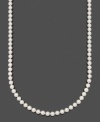 Embrace natural grace and elegance. This beautiful pearl strand by Belle de Mer features A+ Akoya cultured pearls (7-7-1/2 mm) set in 14k gold. Approximate length: 36 inches.