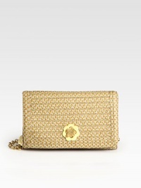 Bright metallic weaving highlights this straw silhouette, finished with polished logo hardware and a chain-link strap.Shoulder strap, 10 drop Flap-front with turnlock closure One outside open pocket One inside zip pocket One inside open pocket Removable compact mirror Suede lining 9W X 6H X 2¾D Imported Bright metallic weaving highlights this straw silhouette, finished with polished logo hardware and a chain-link strap.Shoulder strap, 10 drop Flap-front with turnlock closure One outside open pocket One inside zip pocket One inside open pocket Removable compact mirror Suede lining 9W X 6H X 2¾D Imported