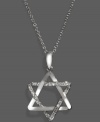 Symbolic and sentimental. Effy Collection's stunning Star of David pendant makes the perfect holiday gift. Crafted in 14k white gold, sparkling, round-cut diamonds (1/8 ct. t.w.) add extra shine. Approximate length: 18 inches. Approximate drop: 1/2 inch.