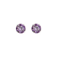 .925 Sterling Silver Rhodium Plated 3mm February Birthstone Round CZ Solitaire Basket Stud Earrings for Baby and Children & Women with Screw-back (Amethyst, Purple) .925 Sterling Silver Rhodium Plated 3mm February Birthstone Round CZ Solitaire Basket Stud Earrings for Baby and Children & Women with Screw-back (Amethyst, Purple)
