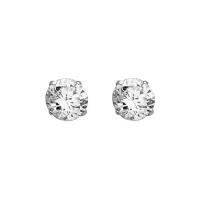 .925 Sterling Silver Rhodium Plated 4mm April Birthstone Round CZ Solitaire Basket Stud Earrings for Baby and Children & Women with Screw-back (White Topaz) .925 Sterling Silver Rhodium Plated 4mm April Birthstone Round CZ Solitaire Basket Stud Earrings for Baby and Children & Women with Screw-back (White Topaz)