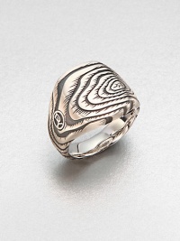 Intricate carving and textural details in sterling silver create a contemporary look that stylishly artistic.Sterling silverAbout 1 diamImported