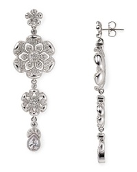 Flowering pave earrings drip with elegance, thanks to Nadri's linear drop design. Wear them with a soft updo to flatter and elongate your neck. Flowering pave earrings drip with elegance, thanks to Nadri's linear drop design. Wear them with a soft updo to flatter and elongate your neck.