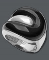 Stand out in contrasting colors. This polished statement ring highlights swirling onyx (5 mm x 25 mm) set in sterling silver. Size 7.