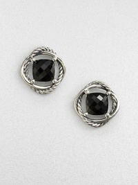 A stunning, faceted center stone surrounded by an iconic, sterling silver cable ring. Black onyxSterling silverSize, about .27Post backImported A stunning, faceted center stone surrounded by an iconic, sterling silver cable ring. Black onyxSterling silverSize, about .27Post backImported