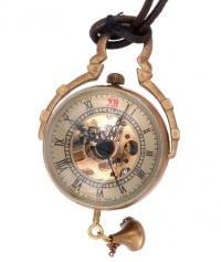Skeleton Pendant Pocket Watch Mechanical Movement Hand Wind Steampunk Vintage Style Crystal Ball Roman Numerals - PW13 Skeleton Pendant Pocket Watch Mechanical Movement Hand Wind Steampunk Vintage Style Crystal Ball Roman Numerals - PW13