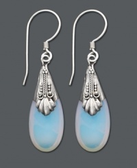 Embrace your individuality with unique design. Earrings by Jody Coyote feature iridescent glass teardrops in an intricate sterling silver setting. Approximate drop: 1-1/2 inches. Embrace your individuality with unique design. Earrings by Jody Coyote feature iridescent glass teardrops in an intricate sterling silver setting. Approximate drop: 1-1/2 inches.