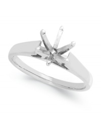 Start off your one-of-a-kind engagement ring by selecting your favorite ring setting. This stunning solitaire ring setting features a 6-prong cathedral design in 14k white gold. Band width: 3 mm. Available in whole sizes 6-9. Start off your one-of-a-kind engagement ring by selecting your favorite ring setting. This stunning solitaire ring setting features a 6-prong cathedral design in 14k white gold. Band width: 3 mm. Available in whole sizes 6-9.