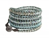 Chan Luu Crystal Light Azore Mix Natural Grey Leather Wrap Bracelet