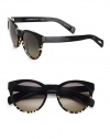 A retro-inspired frame crafted in lightweight acetate and polarized lens. Available in black-tan tortoise with lover soul gradient polarize lens. 100% UV protectionImported