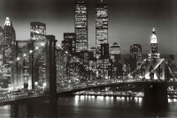 New York City Brooklyn Bridge Night Skyline Art Print Poster - 24x36 Poster Print, 36x24 Photography Poster Print, 36x24 New York City Brooklyn Bridge Night Skyline Art Print Poster - 24x36 Poster Print, 36x24 Photography Poster Print, 36x24