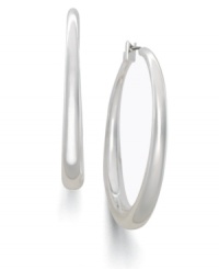 Lauren by Ralph Lauren modernized classic hoop earrings with a graduated shape. In silvertone mixed metal. Approximate diameter: 1-1/2 inches Lauren by Ralph Lauren modernized classic hoop earrings with a graduated shape. In silvertone mixed metal. Approximate diameter: 1-1/2 inches