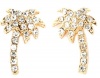 Adorable Gold Plated Tropical Palm Tree Crystal Embellished Stud Earrings with Post Backing