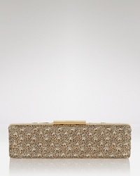 Take a shine to statement soiree style with this silvery clutch from Badgley Mischka. Ideally sized for the gloss and gadget, it's destined to be your new party favorite. Take a shine to statement soiree style with this silvery clutch from Badgley Mischka. Ideally sized for the gloss and gadget, it's destined to be your new party favorite.