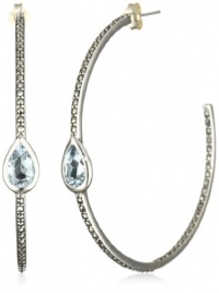 Judith Jack Sterling Silver, Marcasite and Blue Topaz Hoop Earrings Judith Jack Sterling Silver, Marcasite and Blue Topaz Hoop Earrings