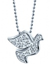 Alex Woo Little Faith Diamond and 14k White Gold Peace Dove Pendant Necklace, 16