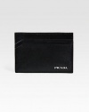 A smart card case in textured saffiano leather with silver logo detail.Four card slotsLeather4W x 3HMade in Italy