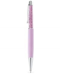 The write touch. Swarovski's pen, with silver-tone and purple details, is filled with light amethyst-colored crystals for a sparkling statement. Item comes packaged in a velvet pouch. Black ink. Approximate size: 5-3/5 x 4/10 inches. The write touch. Swarovski's pen, with silver-tone and purple details, is filled with light amethyst-colored crystals for a sparkling statement. Item comes packaged in a velvet pouch. Black ink. Approximate size: 5-3/5 x 4/10 inches.