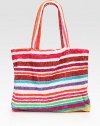 Bright stripes on soft, durable cotton terry make a perfect tote for the beach, the park or a trip to paradise.Double shoulder strapsInside open pocketsCotton18W X 15H X 4DMachine washMade in USA