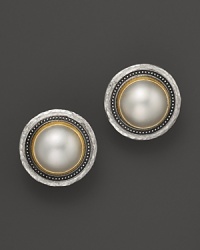 Cultured freshwater pearls are framed in sterling silver & 24K gold settings with an ornate, organic feel. From Gurhan. Cultured freshwater pearls are framed in sterling silver & 24K gold settings with an ornate, organic feel. From Gurhan.
