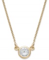 Sparkling sophistication. A single, round-cut, bezel-set diamond (1/5 ct. t.w.) gleams within a 14k gold setting. Approximate length: 18 inches. Approximate drop: 3-3/5 mm.