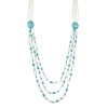 White and Blue Freshwater Cultured Pearl, Rock Crystal and Magnesite Endless 4 Row Necklace, 39