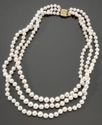 Long and lovely, these cultured freshwater pearls are the true symbol of elegance. Created with three rows (17, 18 and 19 inches) of pearls (4-8mm). Finished with a 14k gold barrel-clasp closure. Long and lovely, these cultured freshwater pearls are the true symbol of elegance. Created with three rows (17, 18 and 19 inches) of pearls (4-8mm). Finished with a 14k gold barrel-clasp closure.