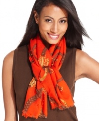 Lauren by Ralph Lauren pays homage to classic equestrian styling with this chic wrap that's perfect for any occasion. Accented with iconic logo design and bridle pattern, it's the ultimate it-girl accessory. Lauren by Ralph Lauren pays homage to classic equestrian styling with this chic wrap that's perfect for any occasion. Accented with iconic logo design and bridle pattern, it's the ultimate it-girl accessory.