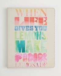 Designed to support the Breast Cancer Research Foundation's efforts to find a cure, this cute, canvas iPad sleeve is inscribed with a glass-half-full message. Designed to support the Breast Cancer Research Foundation's efforts to find a cure, this cute, canvas iPad sleeve is inscribed with a glass-half-full message.