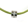 Barrel Pendant Necklace Stainless Steel CZ Swarovski Diamonds on Silk Cord Lime by Bucasi