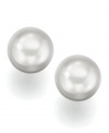 A timeless symbol of pure grace, these glass pearl (16 mm) earrings are beautiful year after year. In silvertone mixed metal.