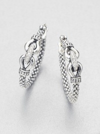 From the Derby Collection. A sterling silver buckled design accented with iconic caviar texture and dazzling diamonds. Sterling silverDiamonds, .07 tcwLength, about 1.1Hinged post backImported From the Derby Collection. A sterling silver buckled design accented with iconic caviar texture and dazzling diamonds. Sterling silverDiamonds, .07 tcwLength, about 1.1Hinged post backImported