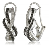 Sterling Silver Black and White Diamond Omega Back Earrings (.02 cttw) Sterling Silver Black and White Diamond Omega Back Earrings (.02 cttw)