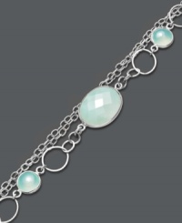 Add sweet shimmer and a touch of polish. Studio Silver's delicate multi-chain bracelet highlights oval and round-cut chalcedony (10-8/10 ct. t.w.) set in sterling silver. Approximate length: 7-1/2 inches. Add sweet shimmer and a touch of polish. Studio Silver's delicate multi-chain bracelet highlights oval and round-cut chalcedony (10-8/10 ct. t.w.) set in sterling silver. Approximate length: 7-1/2 inches.