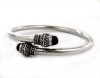 Onyx and Sterling Silver Ornate Criss Cross Opening Bangle Bracelet