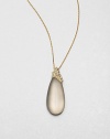 From the Lucite Modular Collection. A sensuously smooth teardrop of hand-painted, hand-sculpted Lucite has a jeweled golden cap set with Swarovski crystals and sapphire-colored glass, hanging from a golden chain.Crystal and glassLuciteGoldtoneChain length, about 16 plus 3 extenderLobster claspMade in USA