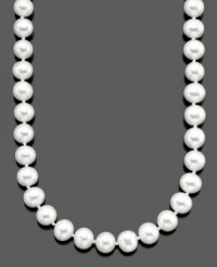 Sophistication that never goes out of style. This cultured freshwater pearl (7.5-8 mm) strand features a 14k gold clasp. Approximate length: 18 inches. Sophistication that never goes out of style. This cultured freshwater pearl (7.5-8 mm) strand features a 14k gold clasp. Approximate length: 18 inches.