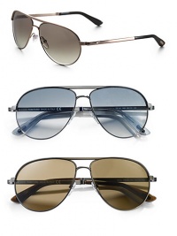 The all-time classic look in lightweight metal. Available in shiny gunmetal frames with gradient green lenses, shiny rose gold frames with gradient grey lenses or semi-matte gunmetal frames with Roviex lenses. UV 400 protective Made in Italy The all-time classic look in lightweight metal. Available in shiny gunmetal frames with gradient green lenses, shiny rose gold frames with gradient grey lenses or semi-matte gunmetal frames with Roviex lenses. UV 400 protective Made in Italy
