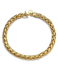 THE LOOKA striking chain of polished links with a bold, braided lookToggle closureTHE FITLength, about 19THE MATERIAL18k gold platingORIGINMade in Italy THE LOOKA striking chain of polished links with a bold, braided lookToggle closureTHE FITLength, about 19THE MATERIAL18k gold platingORIGINMade in Italy