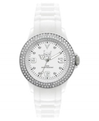 A glistening blend of silicone and Swarovski shine creates this durable yet stylish Stone-Sili collection watch from Ice-Watch. A glistening blend of silicone and Swarovski shine creates this durable yet stylish Stone-Sili collection watch from Ice-Watch.