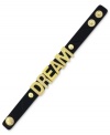 Sweetheart appeal. BCBGeneration's affirmation bracelet delivers a loving message while embracing style at the same time. Crafted from gold-tone mixed metal on a black croco bracelet. Approximate length: 8 inches.