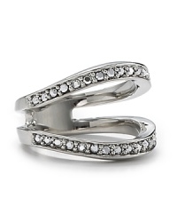 Made Her Think's plated crystal ring will stamp your look with the label's downtown, directional aesthetic. Wear this striking piece on your middle finger, adding stacked bracelets for hard-hitting cool. Made Her Think's plated crystal ring will stamp your look with the label's downtown, directional aesthetic. Wear this striking piece on your middle finger, adding stacked bracelets for hard-hitting cool.