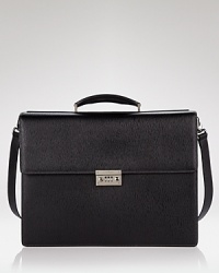 Salvatore Ferragamo Revival double gusset briefcase. Textured leather briefcase with lock combination on front. Features topstitching detailing, internal pockets and expandable folders on side. Salvatore Ferragamo Revival double gusset briefcase. Textured leather briefcase with lock combination on front. Features topstitching detailing, internal pockets and expandable folders on side.
