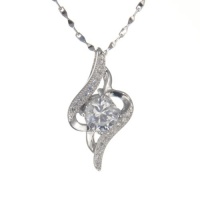 Elegant & Fashionable Sterling Silver Necklace Diamond Accent Round-brilliant-shape Cubiz Zirconia Pendant With a 18 Inch S925 Chain Elegant & Fashionable Sterling Silver Necklace Diamond Accent Round-brilliant-shape Cubiz Zirconia Pendant With a 18 Inch S925 Chain