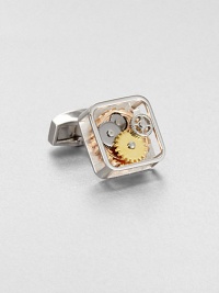 An evolution of the idea of motion and movement that are the Tateossian signature. Square frame gear cufflink is made up of varying sizes and multicolors of gears that rotate freely.Sold separatelyRhodium on brassEnamel trimMade in United Kingdom An evolution of the idea of motion and movement that are the Tateossian signature. Square frame gear cufflink is made up of varying sizes and multicolors of gears that rotate freely.Sold separatelyRhodium on brassEnamel trimMade in United Kingdom