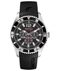 This versatile sport watch from Nautica flaunts a durable, stainless steel body, for reliable wear. This versatile sport watch from Nautica flaunts a durable, stainless steel body, for reliable wear.