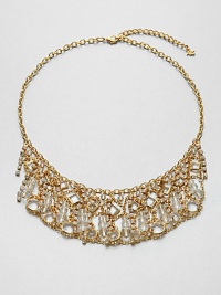 From the Striking Gold Collection. Sparking, faceted stones in various shapes and sizes in a chic bib design. GlassGoldtoneLength, about 19Lobster clasp closureImported From the Striking Gold Collection. Sparking, faceted stones in various shapes and sizes in a chic bib design. GlassGoldtoneLength, about 19Lobster clasp closureImported